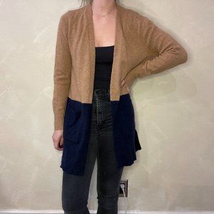 Madewell Tan and Navy Blue Color Block Super Soft Cardigan in Size XS